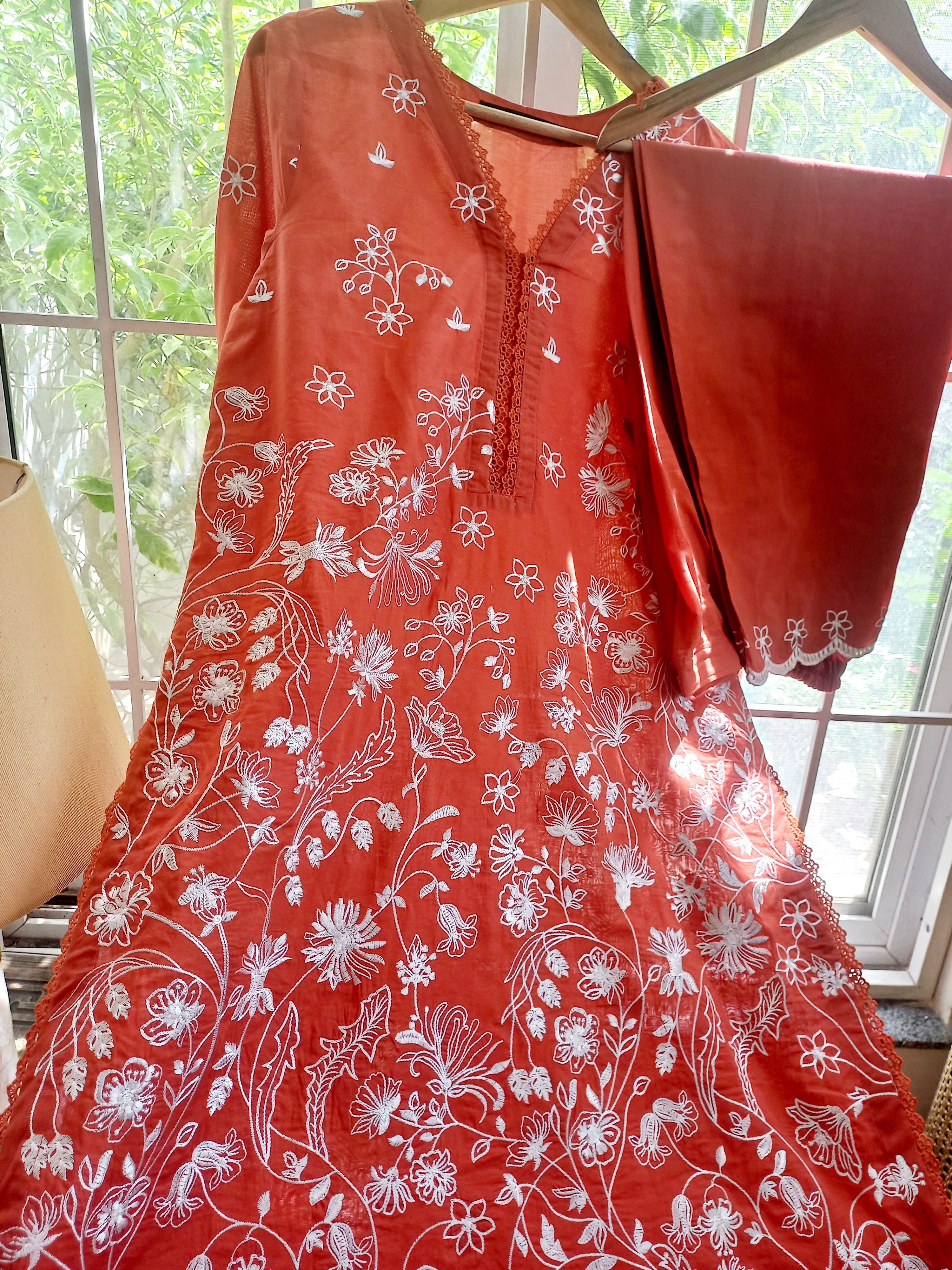 Rustique Blossom – 3PC Cutwork Embroidered Suit