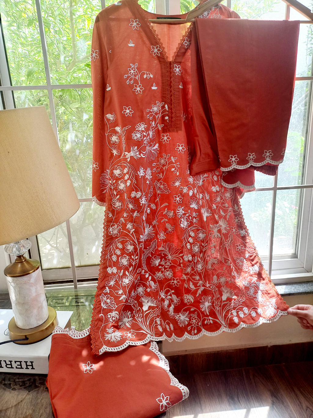 Rustique Blossom – 3PC Cutwork Embroidered Suit