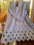 Stitched 2PC Summer Suit – Icy Blue Elegance