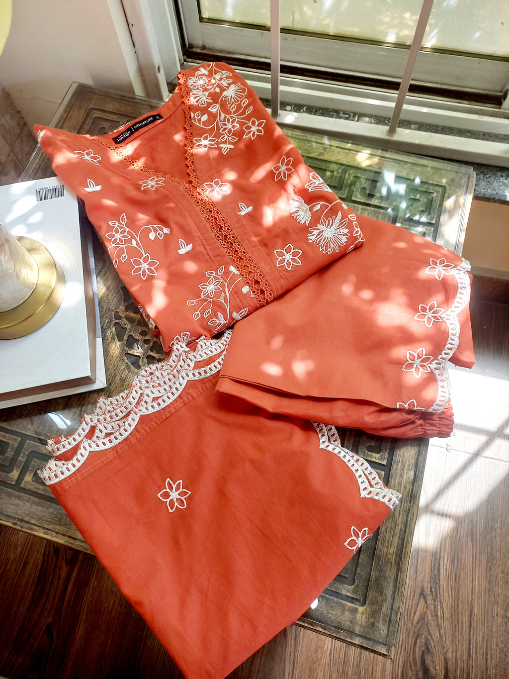 Rustique Blossom – 3PC Cutwork Embroidered Suit