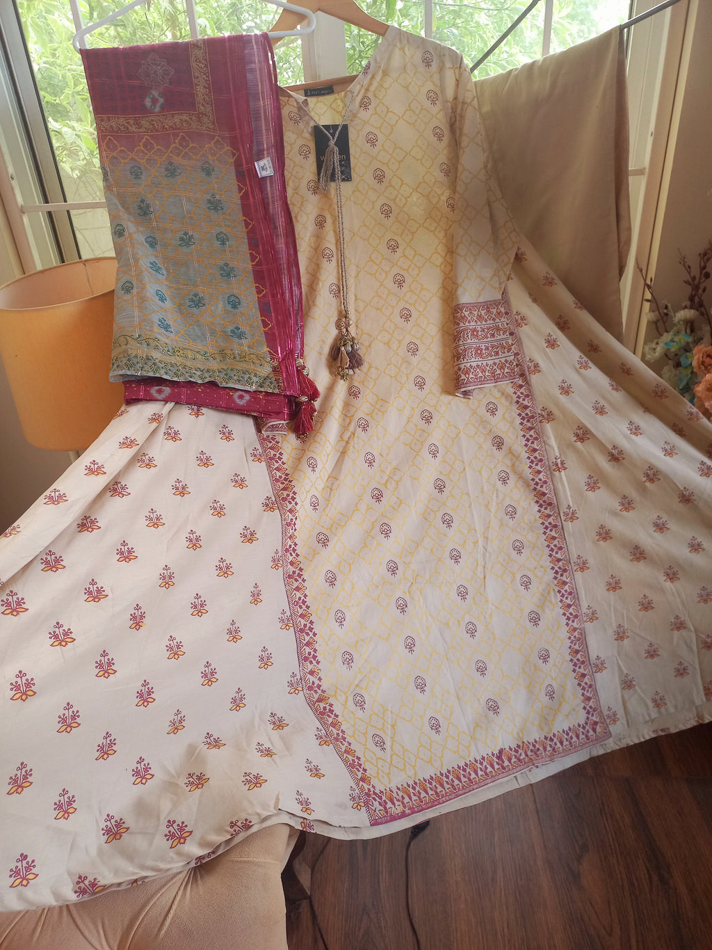 Stitched 3PC Summer Suit – Beige Fairy Frock