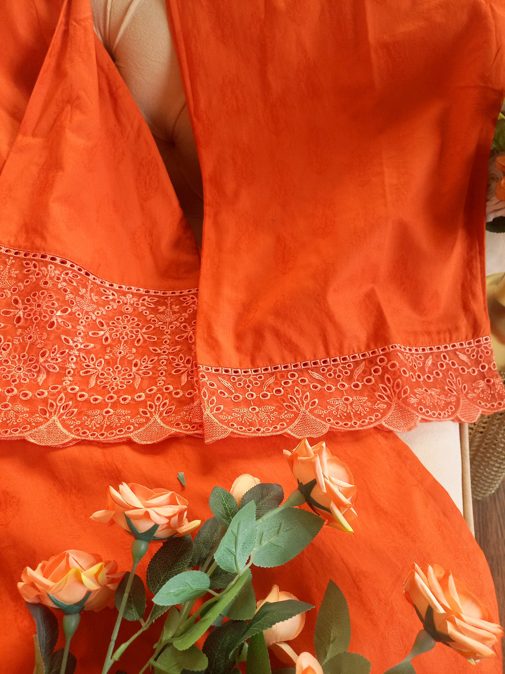 Stitched 2PC Summer Suit – Rusty Orange Elegance