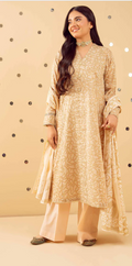Noor-e-Beige – 3PC Printed Elegance Suit